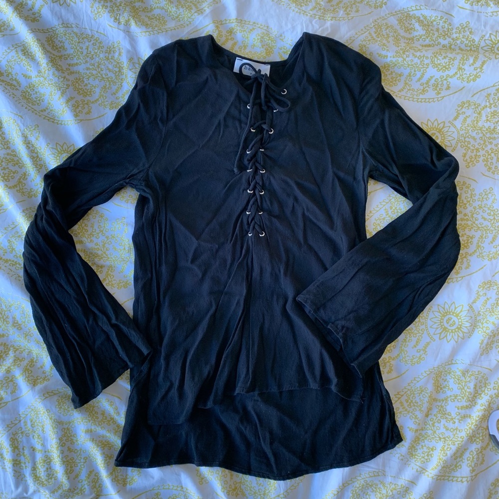 Black Lace Up Bell Steve Top!